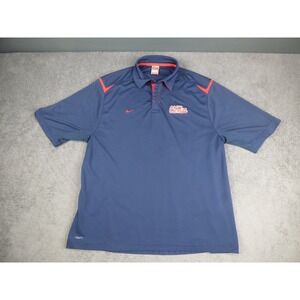 VTG Nike Team Ole Miss Rebels Polo Shirt Mens XL Blue Red Nike FIT DRY